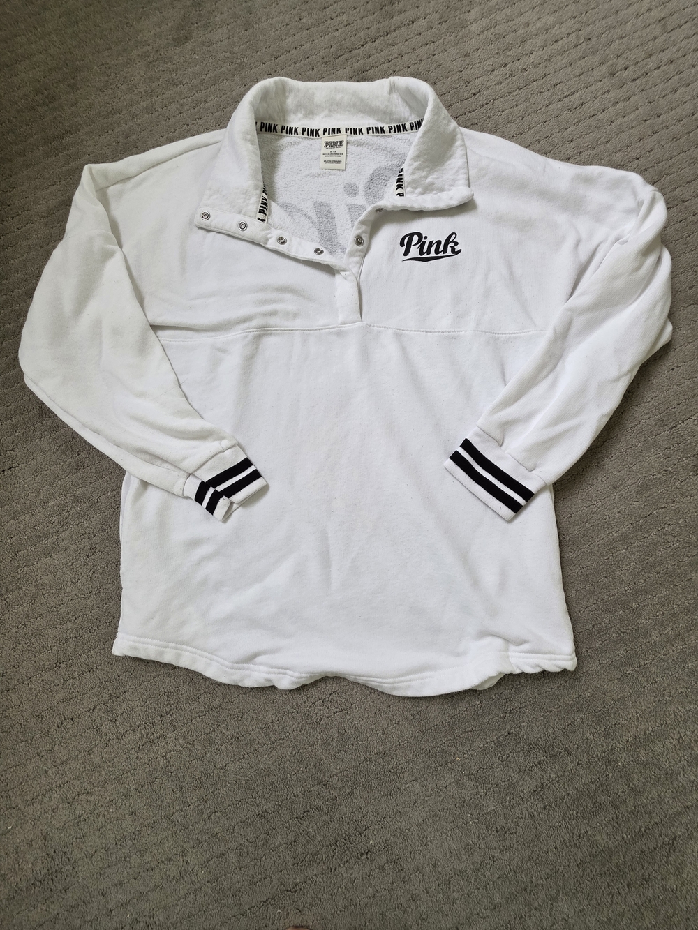Victoria's Secret PINK White Top with Black Logo Trim